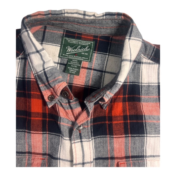 Woolrich Mens Plaid Long Sleeve Flannel Shirt Red/Blue/White Button Down XL - Picture 2 of 4